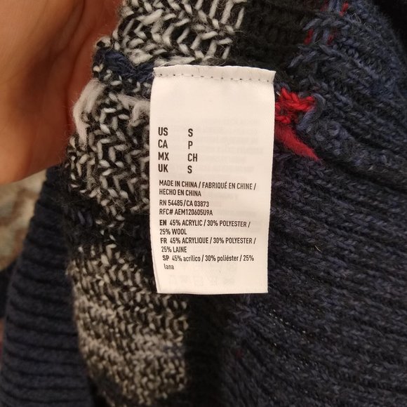 AEO Western Wool Blend Drop Shoulder Sweater S - Picture 4 of 6